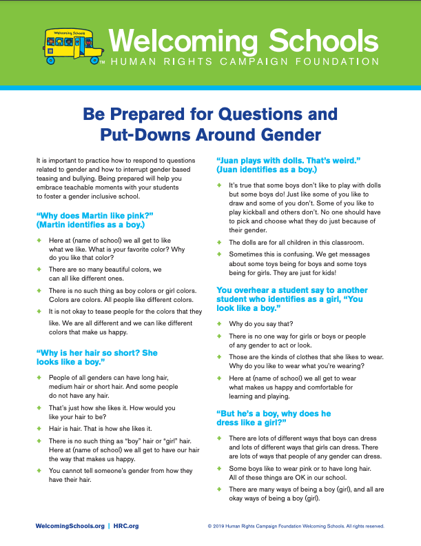 Be Prepared for Questions and Put-Downs Around Gender